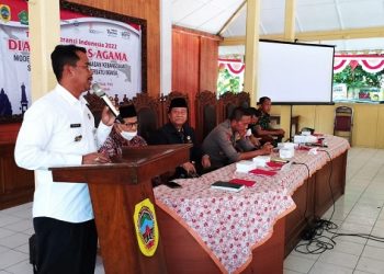 SEREMONIAL: Suasana Dialog Lintas Agama yang dilaksanakan oleh Forum Kerukunan Umat Beragama (FKUB) Kabupaten Pati di Kantor Kecamatan Juwana, Rabu (24/8)(Arif Febriyanti/Harianmuria.com)