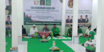 PENUH SYUKUR: Tasyakuran Hari Lahir (Harlah) Partai Persatuan Pembangunan (PPP) ke-50 di Kantor DPC PPP Pati, Kamis (5/1). (Arif Febriyanto/Harianmuria.com)