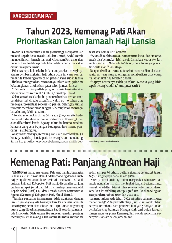 Majalah Muria Edisi Desember 2022 11 Majalah Muria Edisi Desember 2022