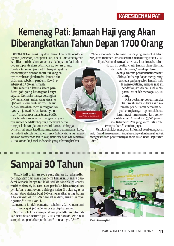 Majalah Muria Edisi Desember 2022 12 Majalah Muria Edisi Desember 2022