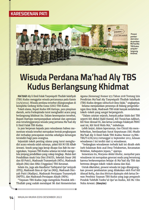 Majalah Muria Edisi Desember 2022 15 Majalah Muria Edisi Desember 2022