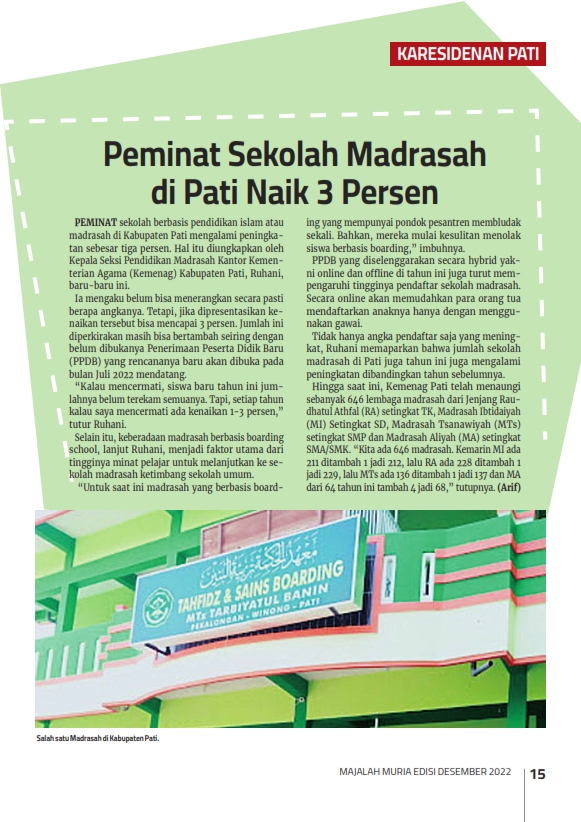 Majalah Muria Edisi Desember 2022 16 Majalah Muria Edisi Desember 2022