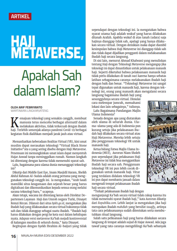 Majalah Muria Edisi Desember 2022 17 Majalah Muria Edisi Desember 2022