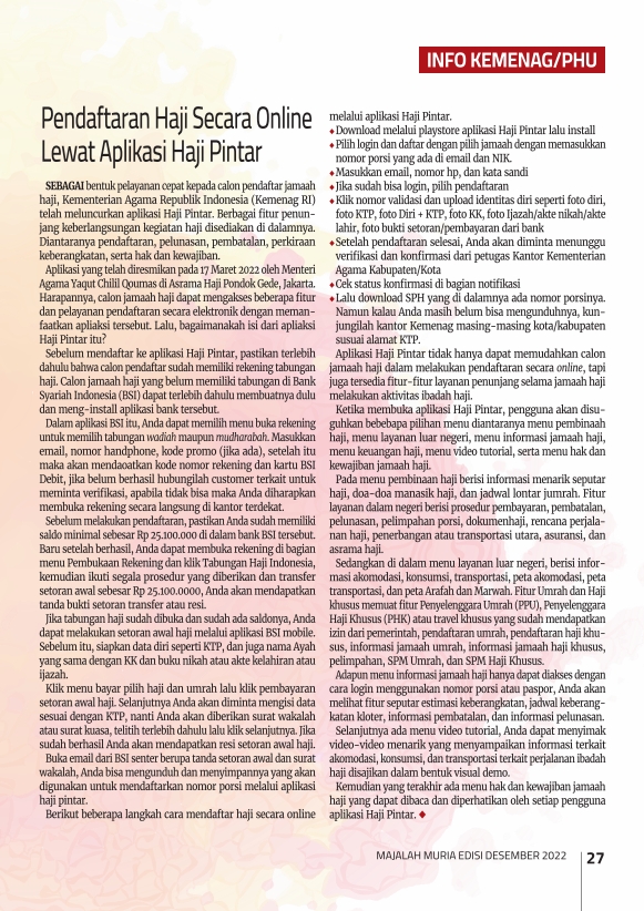Majalah Muria Edisi Desember 2022 28 Majalah Muria Edisi Desember 2022