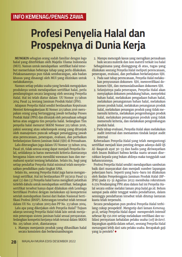 Majalah Muria Edisi Desember 2022 29 Majalah Muria Edisi Desember 2022