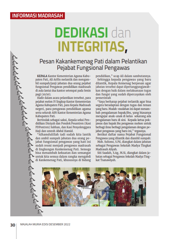 Majalah Muria Edisi Desember 2022 31 Majalah Muria Edisi Desember 2022