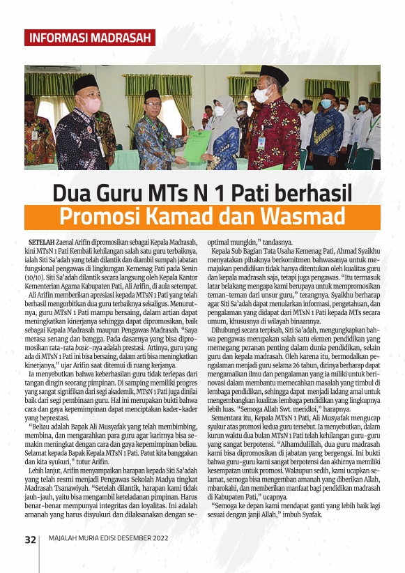 Majalah Muria Edisi Desember 2022 33 Majalah Muria Edisi Desember 2022