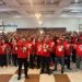 BERSIAP : Ratusan Kader PDIP berkumpul bersama di aula DPRD Kudus sebelum berangkat ke Semarang pada Jumat (25/8/2023). (Ihza Fajar/Harianmuria.com)
