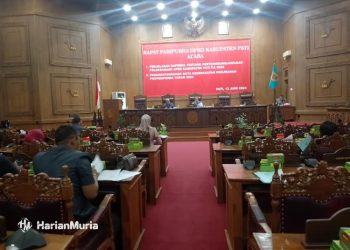 PARIPURNA: Rapat DPRD Pati bersama dengan Pj Bupati Pati, Kamis 13 Juni 2024. (Arif Febriyanto/Harianmuria.com)