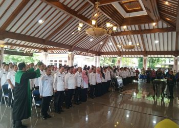 Sebanyak 110 Pejabat Pimpinan Tinggi Pratama, Pejabat Administrator dan Pejabat Pengawas di Lingkungan Pemerintah Kabupaten Pati diambil sumpah jabatan, Jumat, 5 Juli 2024. (Setyo Nugroho/Harianmuria.com)