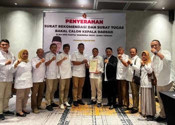 Sudewo, salah satu calon kepala daerah yang menerima rekomendasi dari Ketua DPD Partai Gerindra Jateng Sudaryono di Semarang pada Kamis, 1 Agustus 2024 petang. (Dok. Harianmuria.com)
