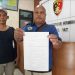 Ketua Gerakan Masyarakat Anti Pungli (Germap) memperlihatkan surat pengajuan audiensi di Kantor Reskrim Polresta Pati pada Senin, 19 Agustus 2024. (Setyo Nugroho/Harianmuria.com)