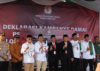 Tiga pasangan calon bupati dan wakil bupati Pati pasca ditetapkan oleh KPU Pati belum lama ini. (Arif Febriyanto/Harianmuria.com)