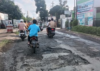 Kondisi jalan yang rusak di salah satu ruas jalan di Kabupaten Jepara. (Tomi Budianto/Harianmuria.com)
