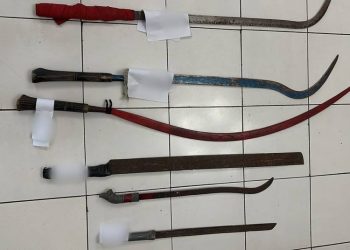Beberapa senjata tajam yang diamankan Tim Jatanras Satreskrim Polresta Pati. (Dok. Polresta Pati)