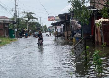 Bencana banjir yang menggenangi pemukiman dan jalan di Demak pada bulan lalu. (Burhan Aslam/Harianmuria.com)