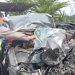 Kondisi mobil Honda BR-V yang ringsek setelah tabrakan dengan bus penumpang di Tol Pekalongan. (Dok. Polres Pekalongan/Harianmuria.com)