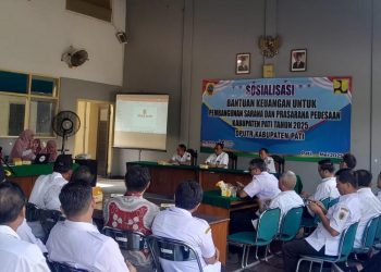 Sosialisasi penerima bantuan keuangan (bankeu) untuk pembangunan sarana dan prasarana pedesaan tahun anggaran 2025 di Kantor DPUPTR Pati, Rabu (21/5/2025). (Setyo Nugroho/Harianmuria.com)