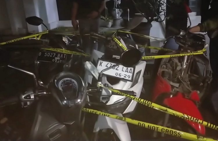 Barang bukti empat unit sepeda motor yang digunakan dalam aksi tawuran antarpelajar diamankan Sat Reskrim Polresta Pati. (Mutia Parasti/Harianmuria.com)