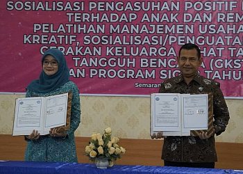 Badan Narkotika Nasional Provinsi (BNNP) Jawa Tengah dan Tim Penggerak PKK Provinsi Jawa Tengah menandatangani perjanjian kerja sama strategis dalam upaya pencegahan penyalahgunaan narkotika berbasis keluarga. (Rizky Syahrul/Harianmuria.com)