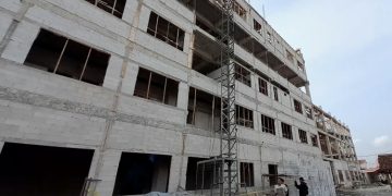 Proyek pembangunan pengembangan Rumah Sakit PKU Muhammadiyah Blora yang menewaskan lima pekerja dan delapan lainnnya luka berat pada Sabtu, 8 Februari 2025 lalu. (Eko Wicaksono/Harianmuria.com)