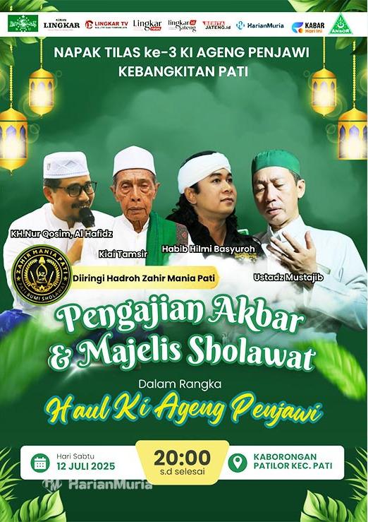 Puncak Haul Ki Ageng Penjawi 2025: Pengajian Akbar dan Sholawat Meriahkan Pati 2 Pengajian Akbar meriahkan puncak Haul Ki Ageng Penjawi.