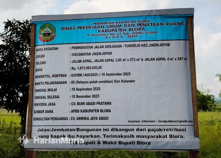 Kontraktor CV Bumi Abadi Pratama membantah info yang menyebutkan pihaknya mendapat SP-2 dari DPUPR Blora karena lambat mengerjakan proyek peningkatan jalan Genjahan–Turirejo.