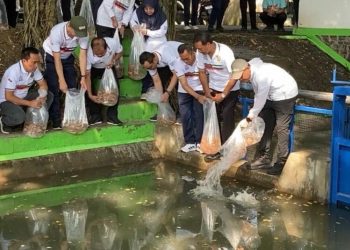 Bidik Wisata Baru, Bupati Kudus Tebar 15 Ribu Benih Ikan di Saluran Kedunggupit