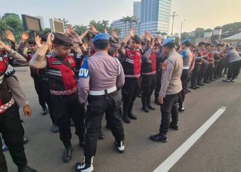 Apel pengamanan unjuk rasa yang digelar Polres Metro Jakarta Pusat di Jakarta, Kamis (27/8/2026). (Dok. Polres Jakpus)