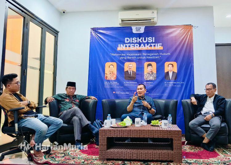 Dorong Reformasi Kejaksaan, Pengamat Hukum Desak Kasus Eks Jampidsus Febrie Adriansyah Diusut Tuntas - Harianmuria Suasana diskusi interaktif bertajuk "Reformasi Kejaksaan: Penegakan Hukum yang Bersih untuk Pengadilan" yang digelar Deep Talk Indonesia di Tebet, Jakarta Selatan, Selasa, 4 Agustus 2026. (dok for Harianmuria.com)