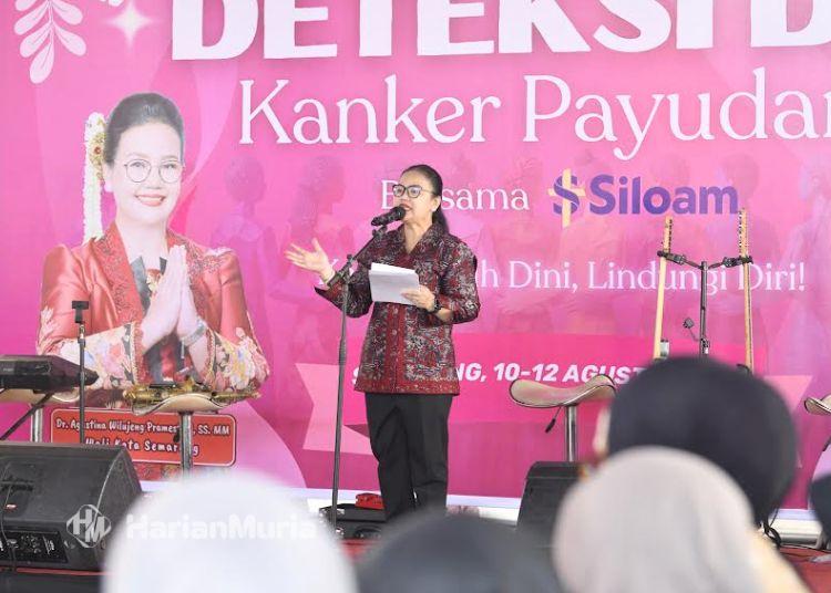 Sasar Perempuan Rentan, Walkot Semarang Buka Skrining Kanker Payudara Gratis - Harianmuria Wali Kota Agustus Wilujeng Pramestuti saat membuka skrining gratis deteksi dini kanker payudara di Hall dan Aula Balai Kota Semarang, Selasa, 11 Agustus 2026. (Syahril Muadz/Harianmuria.com)