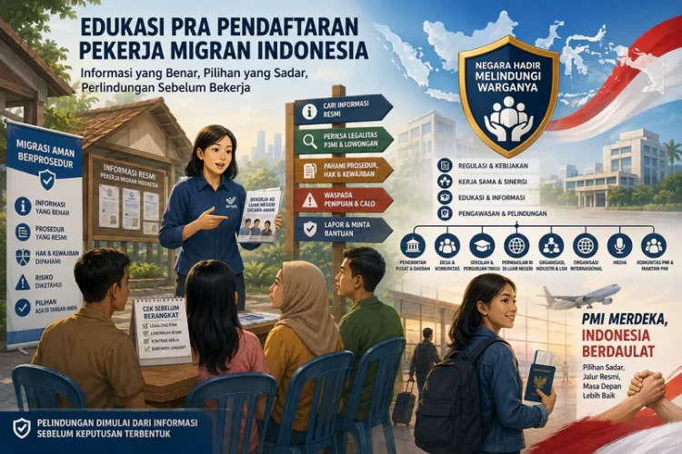 Edukasi Pra Pendaftaran Pekerja Migran Indonesia sebagai Bukti Kehadiran Negara Dalam Memberikan Pelindungan Sebelum Bekerja - Harianmuria Edukasi pra pendaftaran pekerja migran menjadi bentuk pelindungan negara sebelum bekerja, dengan memperkuat literasi, informasi, prosedur, dan posisi tawar PMI.